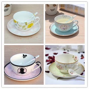 欧式创意家居陶瓷三件套手工茶杯品茗杯杯碟花茶具套装组合杯子