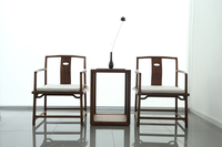 新中式黑胡桃茶椅管帽椅设计师家具实木黑胡桃椅子茶椅管帽椅茶几