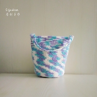 馨范手作  原创设计清新迷彩蓝水桶毛线包材料包