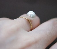 天然淡水珍珠戒指 进口DIY首饰配件材料 金色铜镀k金针插麻花戒指