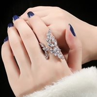 韩国创意水晶花锆石食指戒指女个性装饰指环日韩饰品潮人开口戒指