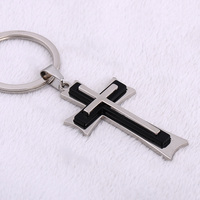 高档不锈钢汽车钥匙扣挂件十字架吊坠男女配饰创意钥匙链圈小礼品