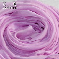 正品粉紫色桑蚕丝丝巾真丝围巾长款纯色超长款超大纱巾披肩薄