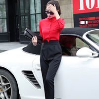 2016秋装新款韩版职业套装女长袖上衣修身小脚长裤时尚两件套ol潮