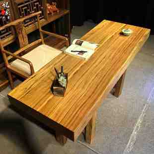 乌金木实木大板原木书桌电脑桌办公桌餐桌现货小斑马胡桃木大板桌