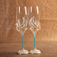 香槟杯欧式高脚杯套装水晶玻璃天鹅水钻杯子创意结婚礼物婚庆杯子