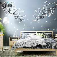 墙角浪漫樱花树枝装饰墙贴纸 卧室客厅沙发背景贴画优雅 落英缤纷