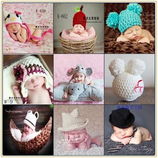 欧美摄影新款新生儿帽子 影楼百天宝宝摄影帽子 新生儿艺术照留念