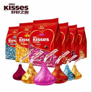 好时巧克力休闲零食婚庆结婚喜糖巧克力kisses500g 6色任选1袋