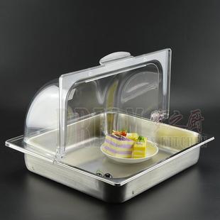 正品新力士不锈钢托盘带盖自助餐实物展示盆透明罩水果蛋糕点心盘