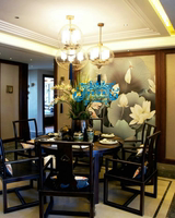 新中式餐厅家具 实木餐桌椅柜组合 酒店会所简约禅意餐桌餐椅定制