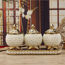 金银色陶瓷收纳罐储物罐家居装饰摆件室内卧室装饰品创意工艺品