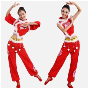 2014新款秧歌服装民族舞蹈服装开门红演出服扇子舞腰鼓舞女装秋冬