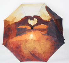创意油画太阳伞 折叠两用伞 彩色双层遮阳伞 手动防晒晴雨伞