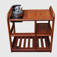 金典 实木竹制茶具茶盘配件推动茶柜移动茶水柜花梨木茶车茶具架
