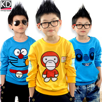 2015新款秋装男童装 机器猫纯棉卡通T恤儿童长袖