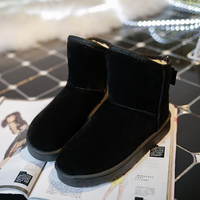2015平跟圆头黑色新款经典靴加绒加厚棉靴冬季平底短筒靴学生女靴