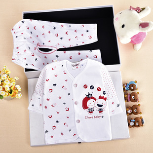 咕噜米奇 2016春款敞口婴儿服装 纯棉新生儿两件套 婴幼儿套装