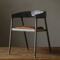 美式乡村特价复古实木餐椅铁艺做旧简易咖啡椅吧台椅子休闲靠背椅