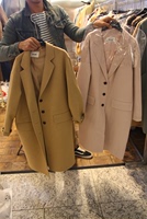 韩国东大门代购2015新款冬装毛呢外套女长袖开衫西装款大衣休闲衫