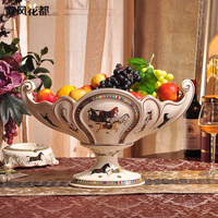 欧风花都 欧式战马象牙瓷大水果盘装饰品 高档陶瓷客厅餐厅摆件