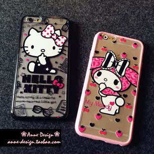 iPhone6 Plus卡通手机套Hello Kitty 6+苹果6防摔硅胶外壳手机壳
