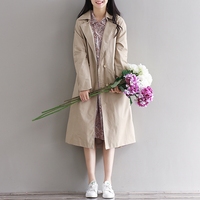 2016秋季新韩版学院风文艺双排扣收腰中长款女式风衣修身棉质外套
