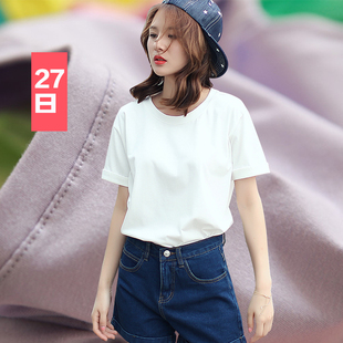 韩版2015夏装新款圆领体恤棉质大码宽松糖果色短袖纯色t恤女 学生