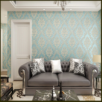 3D浮雕墙纸大马士革环保无纺布烫金奢华欧式壁纸客厅卧室背景墙纸