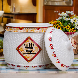 景德镇陶瓷米缸米桶 带盖密封防虫防潮13斤/28斤陶瓷米缸储物罐