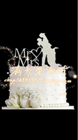 热卖新郎新娘Mr Mrs闪耀主蛋糕插牌 创意婚礼甜品的布置装饰用品