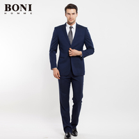 BONI/堡尼男装西服套装正装 春装新款藏青色修身商务男士西服礼