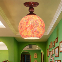 波西米亚吊灯贝壳玻璃灯罩过道灯卧室创意单头吊灯书房餐厅吊灯
