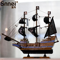 加勒比海盗帆船模型 实木仿真船模 20CM木制工艺船loft装饰品摆件