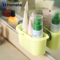 日本进口浴室用品创意无痕吸盘沥水收纳盒瓷砖洗面奶收纳架牙刷架