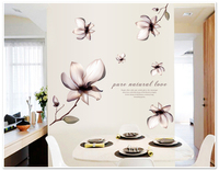 时尚客厅电视背景墙可移除墙贴纸花朵浪漫卧室温馨花卉玉兰花贴画