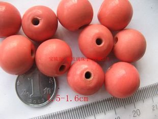 L-44【宝琉阁】民国 红色木红仿珊瑚老琉璃珠子 品相好 1.5-1.6cm