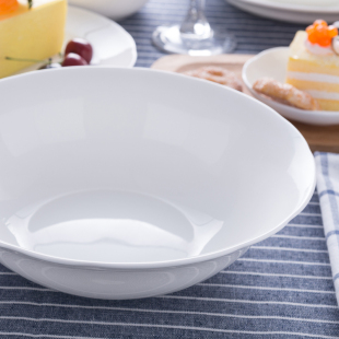 隆达骨瓷 纯白荷口9英寸大汤碗1只 实用陶瓷碗创意家用餐具