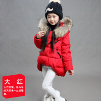 2015新款女童棉衣大红色韩版毛领不规则童装羽绒服儿童棉袄女棉服