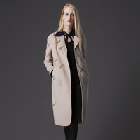 手工羊毛羊绒双面呢大衣欧洲站2016冬装新款女式长款外套F54072