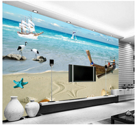 瓷砖背景墙 客厅电视简约背景墙瓷砖3D影视墙砖壁画拼图 迷人沙滩