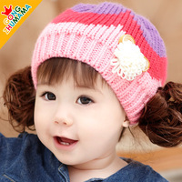 婴儿帽子秋冬款女宝宝帽子冬天毛线假发公主帽女童6-12个月1-2岁