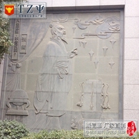 浮雕案例:襄阳校园幕墙干挂大理石浮雕名人物 雕塑文化墙装饰