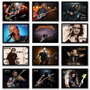 摇滚乐队海报有框画 Metallica Kirk Hammett吉他手贝斯Robert款2