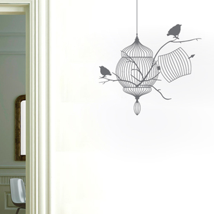 鸟笼DIY一代墙面贴纸 可移除 环保家居装饰 办公室 橱窗 顺丰包邮