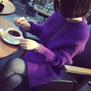 2015冬季新款韩版套头中长款打底衫女毛衣加厚粗毛线针织衫