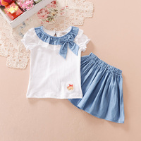 2015夏季新款童装pin paw韩版小熊女童T恤短裙两件套 儿童迷你裙