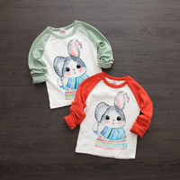 2015年秋冬季新款韩版童装可爱兔兔长袖女童t恤纯棉儿童打底衫