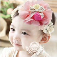 3件包邮韩国欧美女童糖果色甜美网纱花朵宝宝发带婴儿头饰发箍