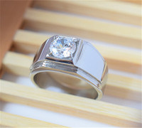 2克拉仿真钻石戒指男士钛钢霸气钻戒结婚求婚戒指宝石戒指 不褪色